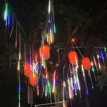 30/50cm LED Fairy String Lights Outdoor Waterproof 8 Tube Meteor Shower Rain Festoon Street New Year Christmas Decoration