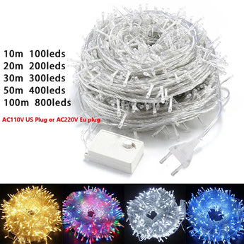 Outdoor LED String Lights Garland 110 /220 V 3-100M Waterproof Fairy Light Christmas Wedding Party Holiday Gardening Decoration