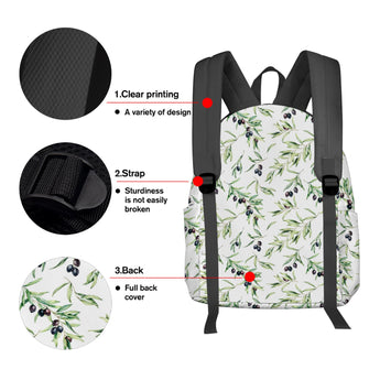 Watercolor Olive Leaf Texture Feminina Backpacks Teenagers Student School Bags Laptop Backpack Men Women Female Travel Mochila