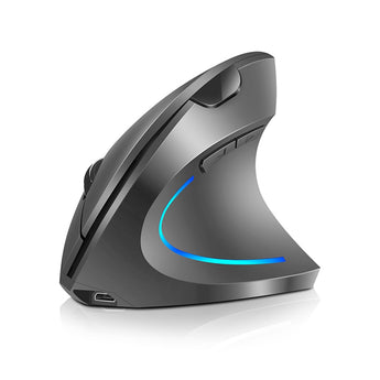 2.4G Wireless Vertical Mouse Rechargeable Upright Ergonomic Mouse 3 Adjustable DPI Levels RGB Flowing Light Plug N Play Mouse