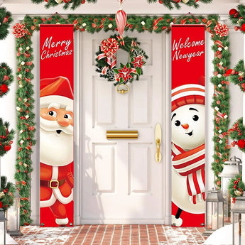 Santa Claus Christmas Door Banner Merry Christmas Decorations For Home 2022 Christmas Ornament Xmas Navidad Gift New Year 2023