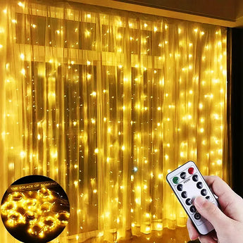 Curtain LED Garland String Lights USB Remote Control Festival Decoration Holiday Wedding Christmas Fairy Lights for Bedroom Home