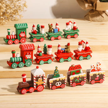 Wooden/Plastic Train Christmas Ornament Merry Christmas Decoration For Home 2023 Xmas Gifts Noel Natal Navidad New Year 2024