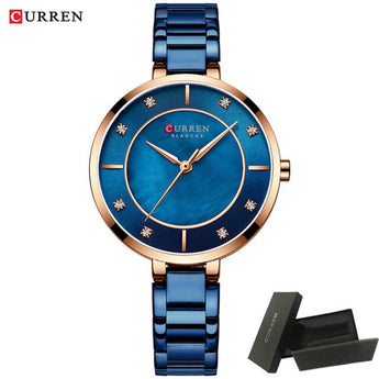 CURREN Simple relojes de oro rosa para mujer reloj de cuarzo de moda relojes de pulsera de marca de lujo para señora reloj de nuevo estilo