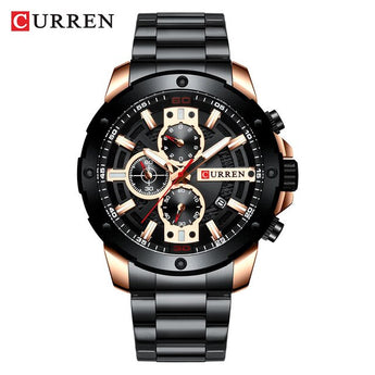 CURREN nuevo reloj de pulsera de cuarzo con banda de acero inoxidable reloj cronógrafo militar reloj deportivo de moda para hombre a prueba de agua 8336