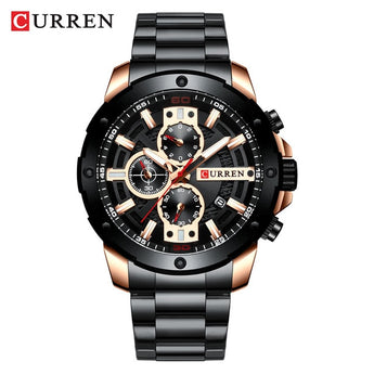 💥💥 HOT SALE fashion sports stainless steel chronograph watch for men waterproof Shipping🚅🚄🚚 to Worldwide🌎🌏