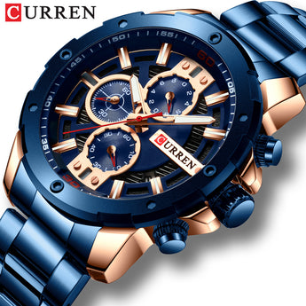 💥💥 HOT SALE fashion sports stainless steel chronograph watch for men waterproof Shipping🚅🚄🚚 to Worldwide🌎🌏