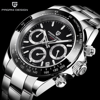Pagani Design Men's Waterproof Chronograph Watch, Sports Stainless Steel Quartz Watch