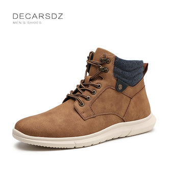 DECARSDZ Autumn Boots 2022 New Fashion Classic Comfy Style Casual Boots Shoes Men High Quality Leather Walking Winter Boots