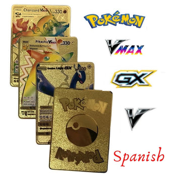 Spanish Pokémon Cards Metal Pokemon Letters Spanish Pokemon Iron Cards Mewtwo Pikachu Gx Charizard Vmax Cartas Pokémon Vmax