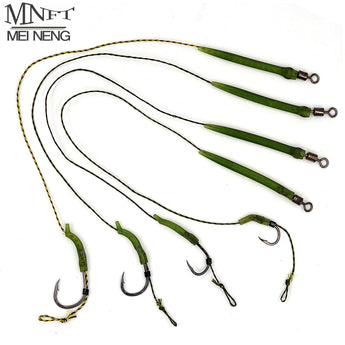MNFT 20Pcs Carp Fishing Rig Teflon Hook Link Ready Made Combination Ready Tied Hair Carp Chod Barbel Rigs Made Fishing Tackle