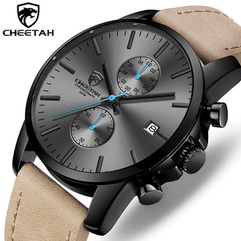 2019 Men Watch CHEETAH Brand Fashion Sports Quartz Watches Mens Leather Waterproof Chronograph Clock Business Relogio Masculino