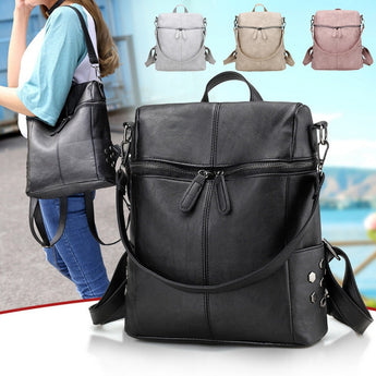 Women Casual Large Capacity Shoulder Bags Vintage Women Backpack Leather Pu School Backpacks For Teenage Girls Travel Bags