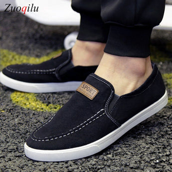 Men's Denim Slip-On Loafers Canvas Soft Breathable Flats Shoes