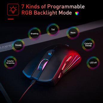 HAVIT Gaming Mouse 7200DPI Programmable 7 Buttons RGB Backlit USB Wired Optical Mouse Gamer for PC Computer Laptop HV-MS794
