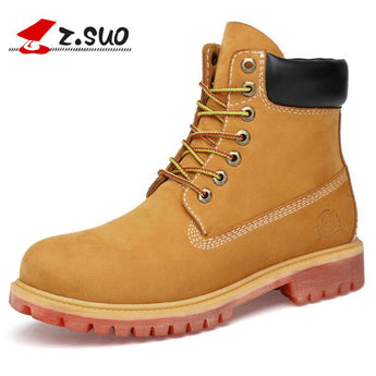 Big Size:36-47 Genuine Leather Boots Men Waterproof Cow Suede Mens Winter Boots Lace Up Ankle Snow Boots High Quality Shoes Men