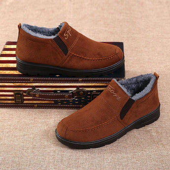 Masorini Men's High-top Cotton Shoes Faux Suede Mens Boots Ankle Winter Boots Round Toe Man Shoes WW-762