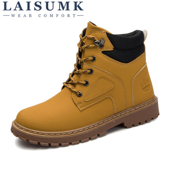 LAISUMK Faux Suede Leather Men Boots Spring Autumn And Winter Man Shoes Ankle Boot Men's Snow Shoe Working Botas Size 39-44