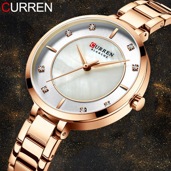 💥Curren watches for women luxury rose gold top water💦resistant quartz bracelet