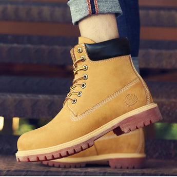 Big Size:36-47 Genuine Leather Boots Men Waterproof Cow Suede Mens Winter Boots Lace Up Ankle Snow Boots High Quality Shoes Men
