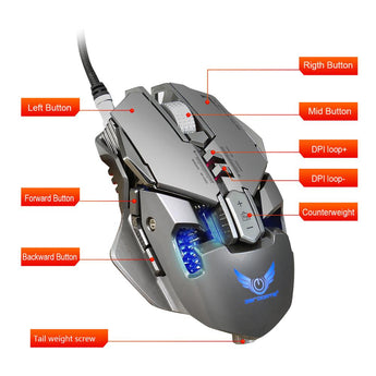 ZERODATE 3200 DPI USB Wired Competitive Gaming Mouse 7 Programmable Buttons Mechanical Macro Definition Programming Game Mice