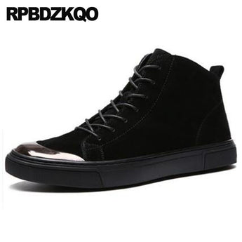Sneakers Italian Trainer Shoes High Top Designer Lace Up Booties Faux Fur Mens Winter Boots Warm Black Ankle Genuine Leather