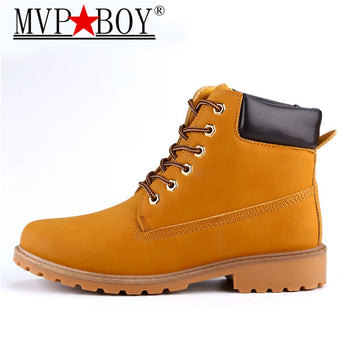 MVP BOY Faux Suede Leather Men Boots Spring Autumn And Winter Man Shoes Ankle Boot Men's Snow Shoe Work Plus Size 39-46