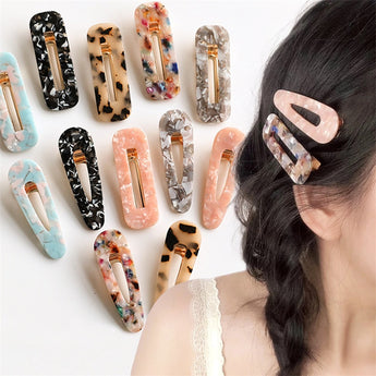 Vintage Leopard Hairclip Acrylic Glitter Hair Clips for Women Girls Hairband Foil Sequins Hairpins Barrettes Korean Accessories