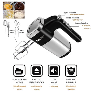 5 Speeds 500W Electric Food Mixers Hand Blender High Quality Dough Mixer Egg Beater Food Blender for Kitchen Sonifer