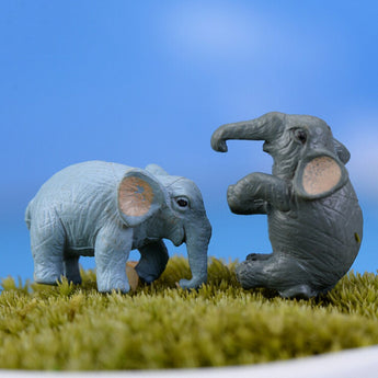 2PCS Resin Crafts artificial elephant gnomes moss resin crafts figurines home garden decoration fairy garden miniatures