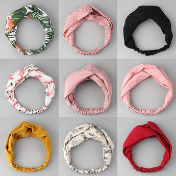 Women Hair Accessories for Suede Headband Fashion Cross Knotted Bow Chiffon Floral Elastic Force Hair Band Girl Korea Headdress