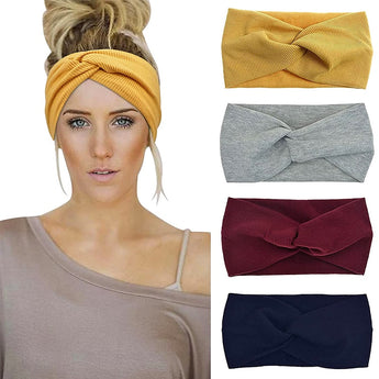 Women Headband Twist Turban Solid Wide Knitted Knotted Yoga Twisted Hairband Accessories For Turban Bandage Bandanas Hair Bands