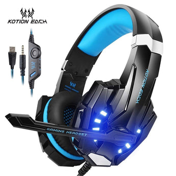 KOTION EACH G9000 USB GAMING HEADPHONES 3.5MM STEREO LOW LIGHT WITH MICROPHONE LED LIGHT COMPUTER PS4 XBOX CELLULARE