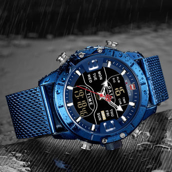 Naviforce Men's Watch Waterproof Digital Quartz Sport Luxury Military Stainless Steel Mesh Wristwatch