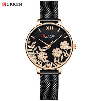 Nuevos relojes CURREN para mujer Casual correa de cuero reloj de pulsera de cuarzo de lujo de marca superior reloj de oro reloj de mujer elegante reloj de mujer