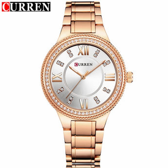 Nuevos relojes de moda para mujer, reloj de cuarzo de acero inoxidable de lujo Curren, joyería para mujer, relojes de pulsera de regalo