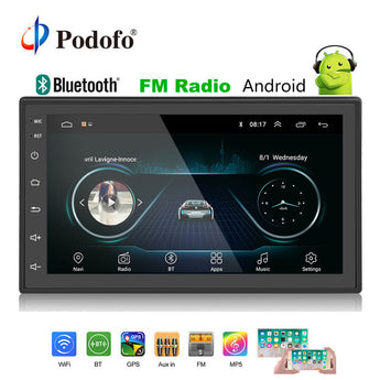 Podofo 2din Car Radio Android reproductor multimedia Autoradio 2 Din 7 "Pantalla táctil GPS Bluetooth FM WIFI auto audio jugador ESTÉREO