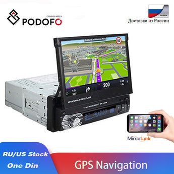 Podofo 7 "retráctil Autoradio GPS navegación Bluetooth coche Radio MP5 reproductor de Audio estéreo 1DIN Universal FM accesorios de coche