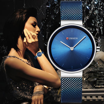 Reloj de pulsera azul CURREN para mujer, relojes de marca de lujo de acero, relojes de cuarzo para mujer, reloj deportivo 2018 para mujer