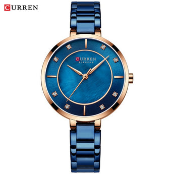 Reloj de pulsera de acero inoxidable resistente al agua con diamantes de imitación de lujo a la moda para mujer