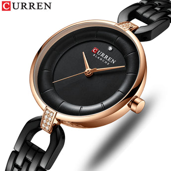 Reloj de pulsera negro a prueba de agua para mujer de marca de lujo CURREN