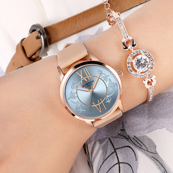 Relojes de Mujer CURREN 2019 mejor regalo para Mujer Reloj de pulsera de cuarzo analógico creativo de moda Mujer Reloj de cuero Montre femme