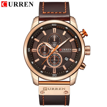 Relojes nuevos de marca de lujo CURREN cronógrafo para hombre, relojes deportivos, correa de cuero de alta calidad, reloj de pulsera de cuarzo