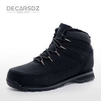 DECARSDZ Men Boots Durable Outsole 2022 New Outdoor Comfy Walking Men Shoes Short Plush Warm Snow Boots Water Proof Winter Boots