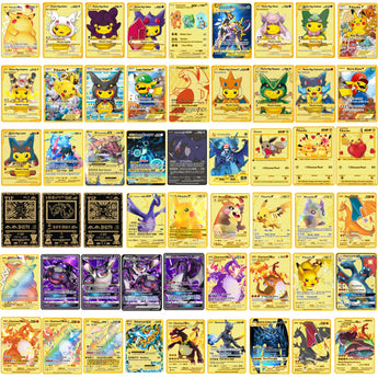 Latest Pokemon Series Metal Cards Black Gold English Anime Characters Collectibles Children&#39;s Toys Birthday Gifts GX V Vmax EX