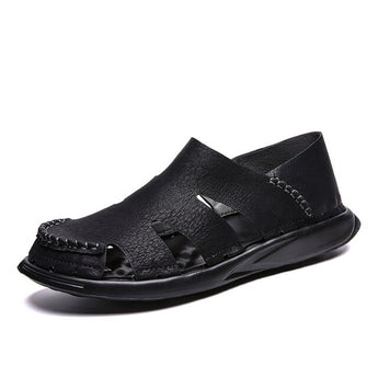 Men Leather Sandals Breathable Soft Summer Microfiber Casual Shoes