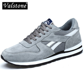 Zapatillas de cuero genuino Valstone para Hombre Zapatos casuales de primavera zapatos transpirables para caminar al aire libre suela de goma de peso ligero gris azul