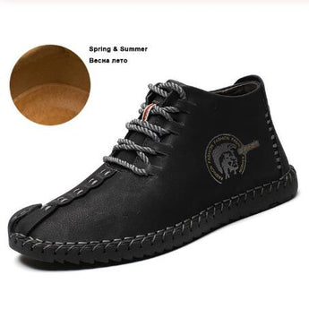 Zapatillas de cuero para hombre de invierno 2019 botas hechas a mano Vintage talla grande 38-48 zapatos de invierno otoño para opcional