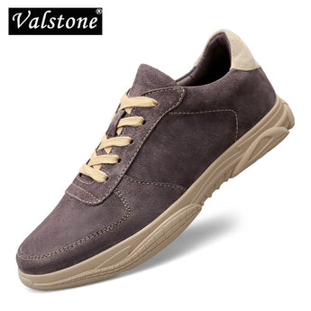 Zapatillas de deporte de cuero genuino de Valstone para hombre, zapatos de otoño al aire libre, zapatos casuales de cuero natural de lujo color caqui