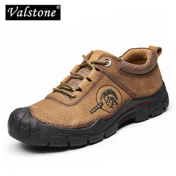Zapatos al aire libre de cuero genuino Valstone Vintage exterior zapatos de turismo de calidad zapatillas de deporte para hombre con cordones antideslizantes de goma